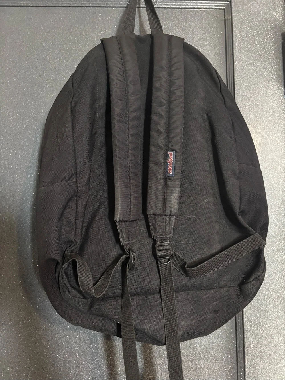 Jansport Black Backpack with Red Logo Patch - Picture 2 of 3